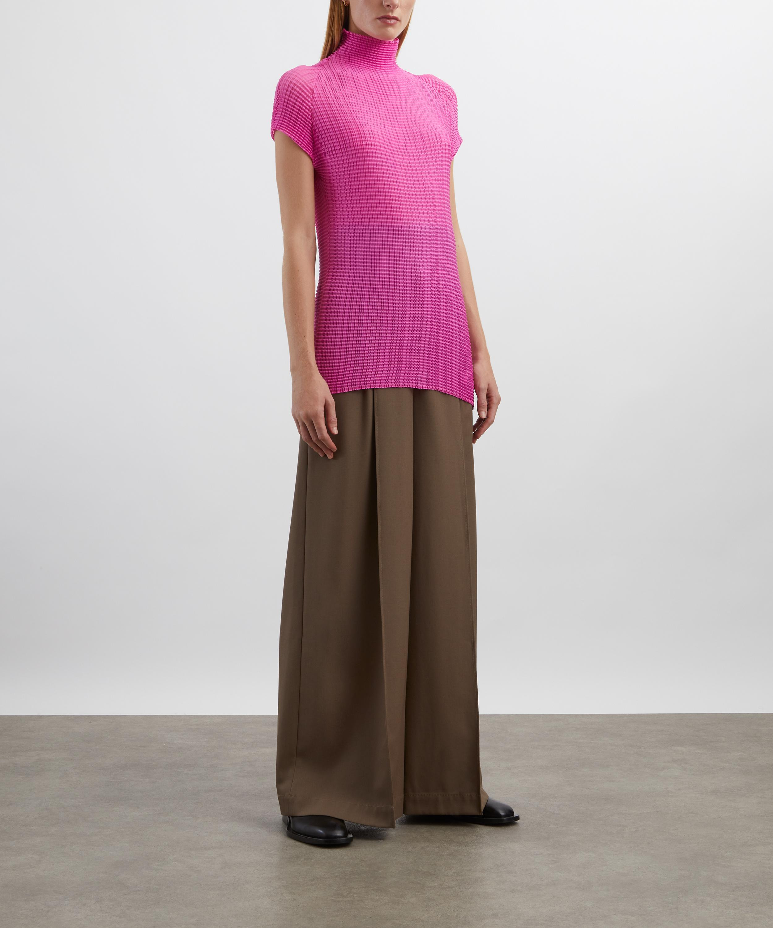 Pink Wooly Pleats-58 High-Neck Top - 2