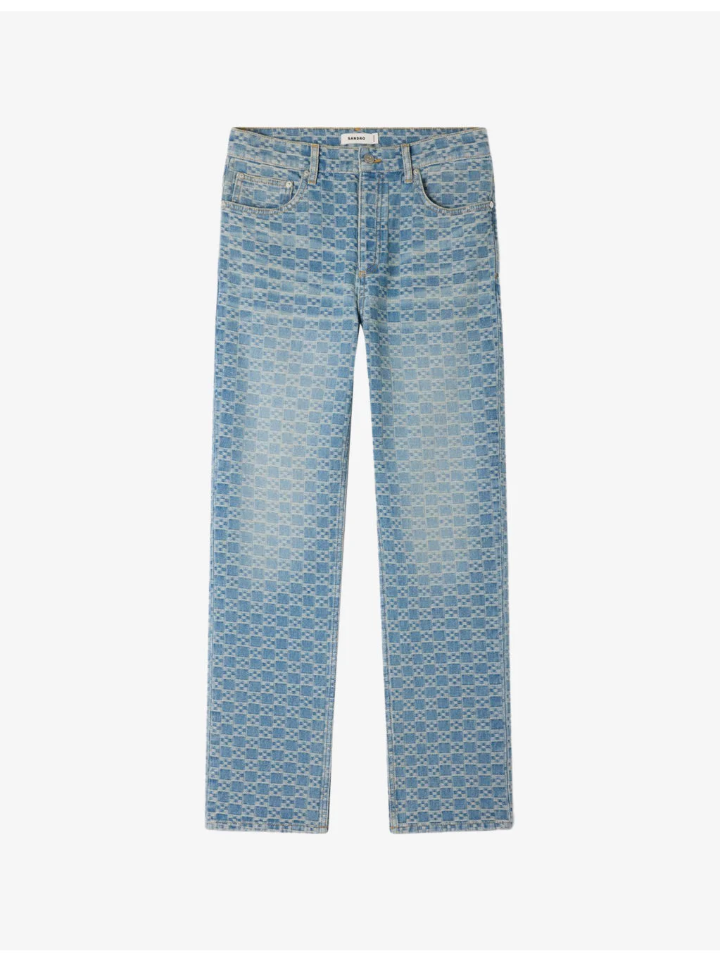 Square-Pattern Straight-Leg Denim Jeans - 1