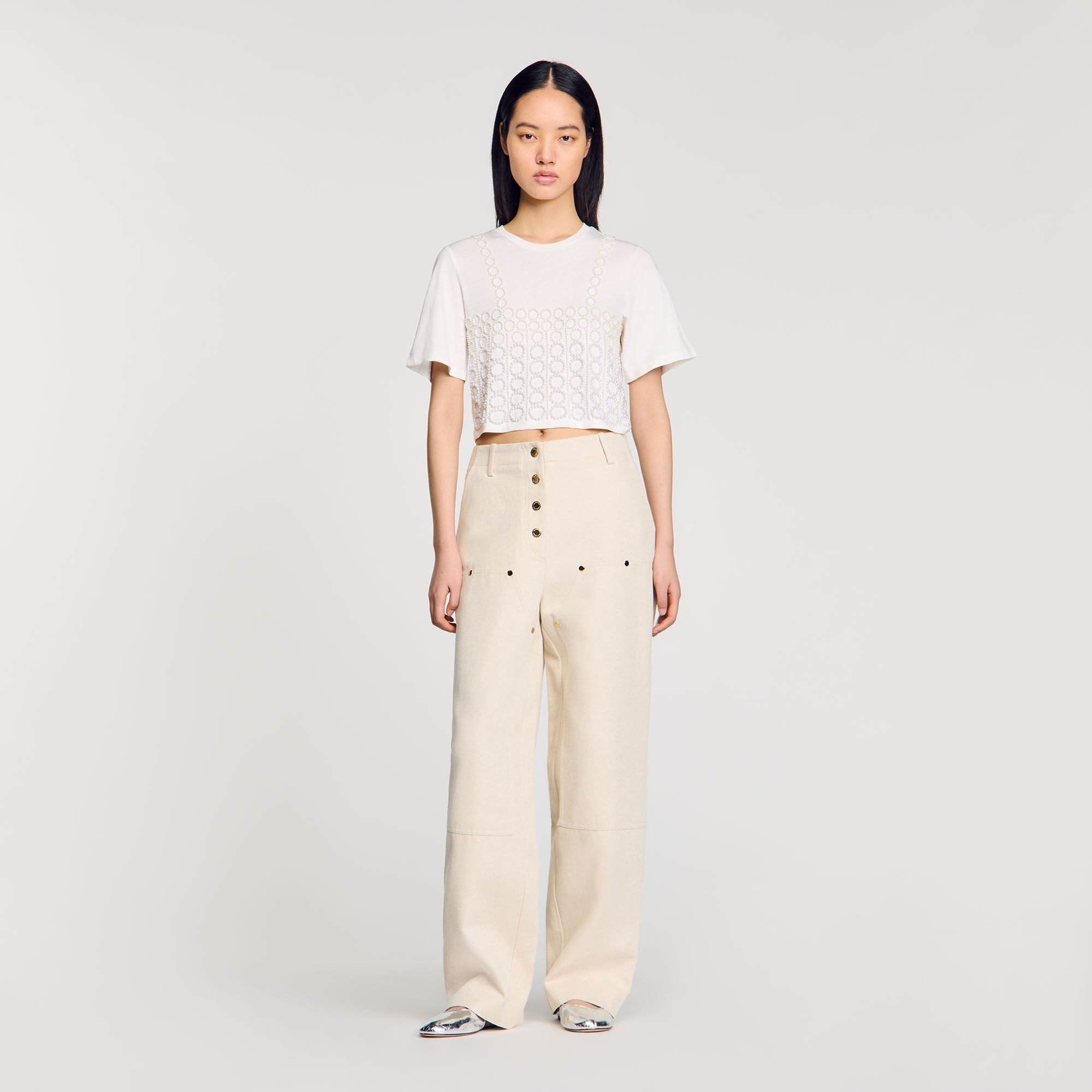 BEADED CROPPED T-SHIRT - 2