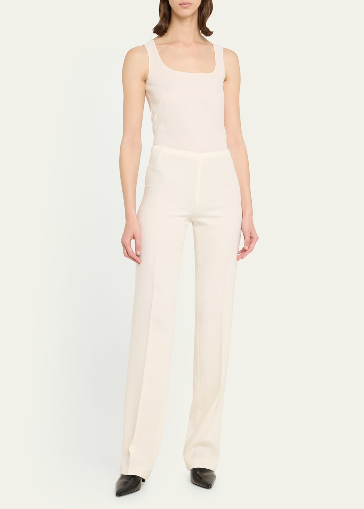 Scoop-Neck Silk Georgette Tank Top - 2