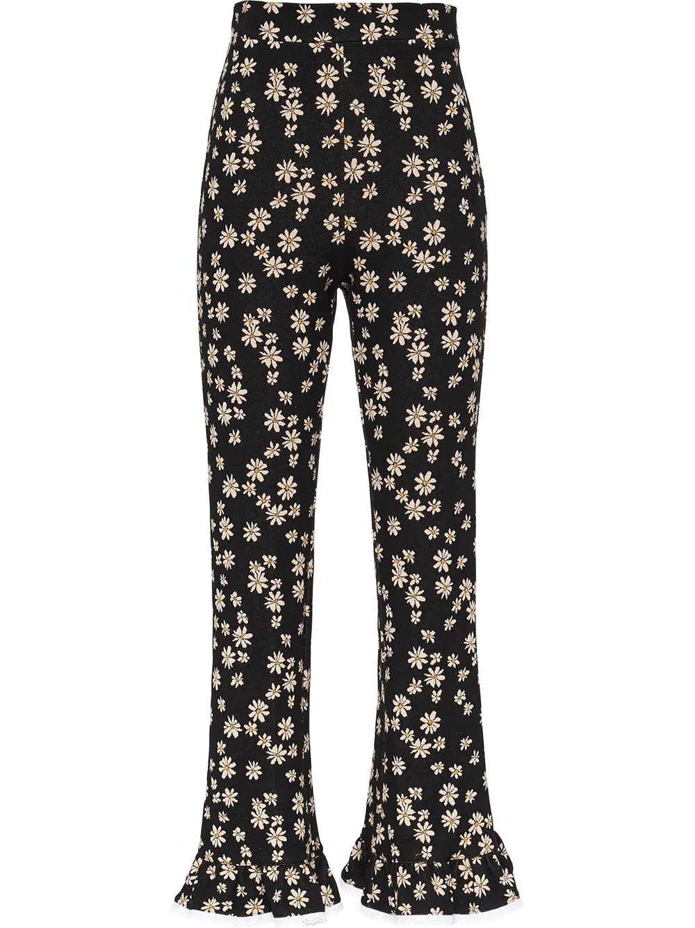 daisy-print high-waisted trousers  - 1