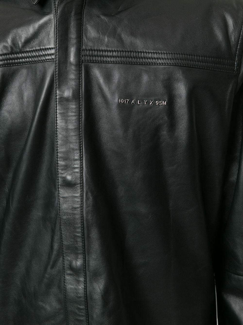 logo lettering leather overshirt - 5