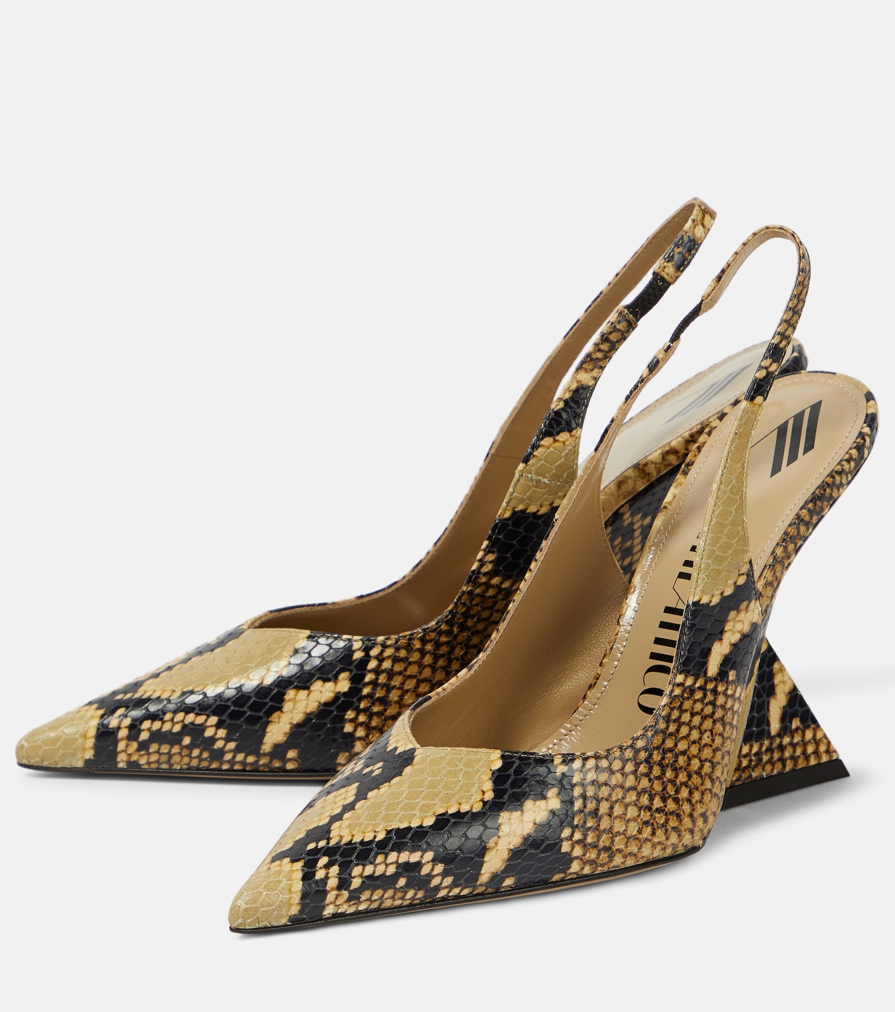 Cheope snake-effect leather slingback pumps - 5