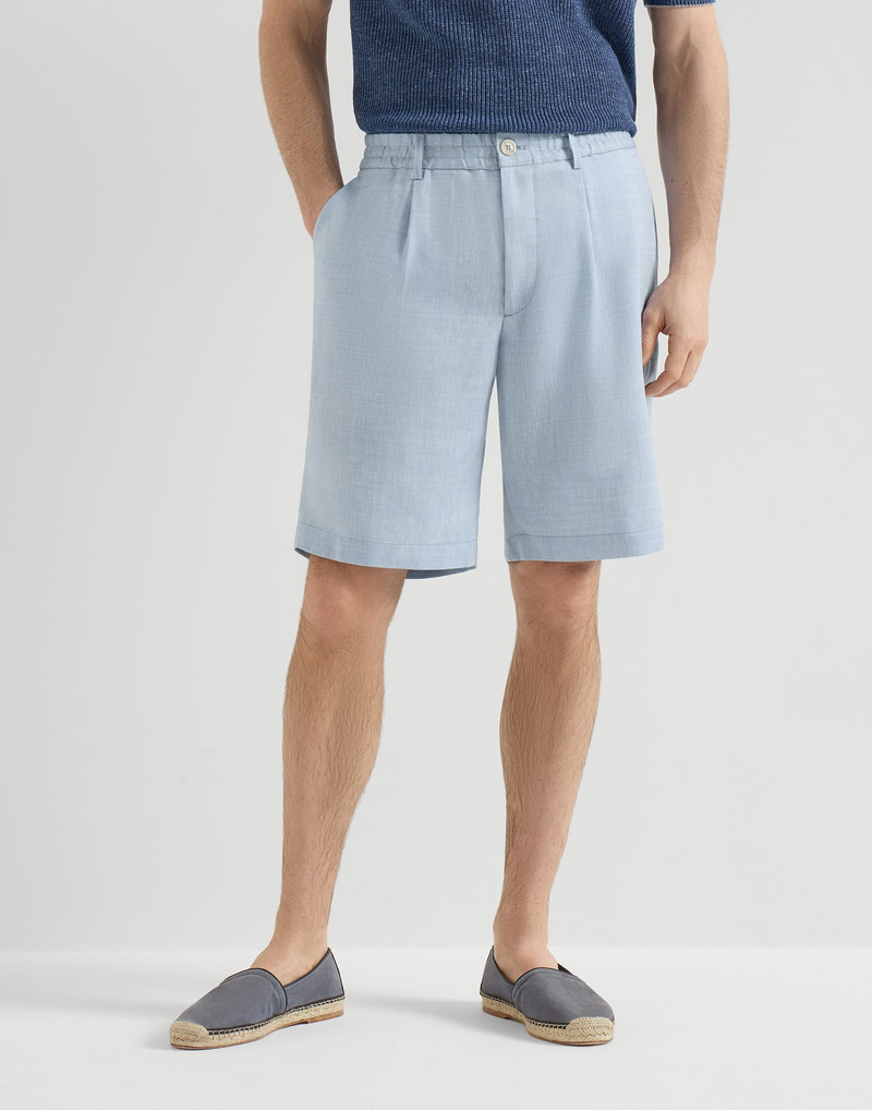 Linen and virgin wool chevron Bermuda shorts 2