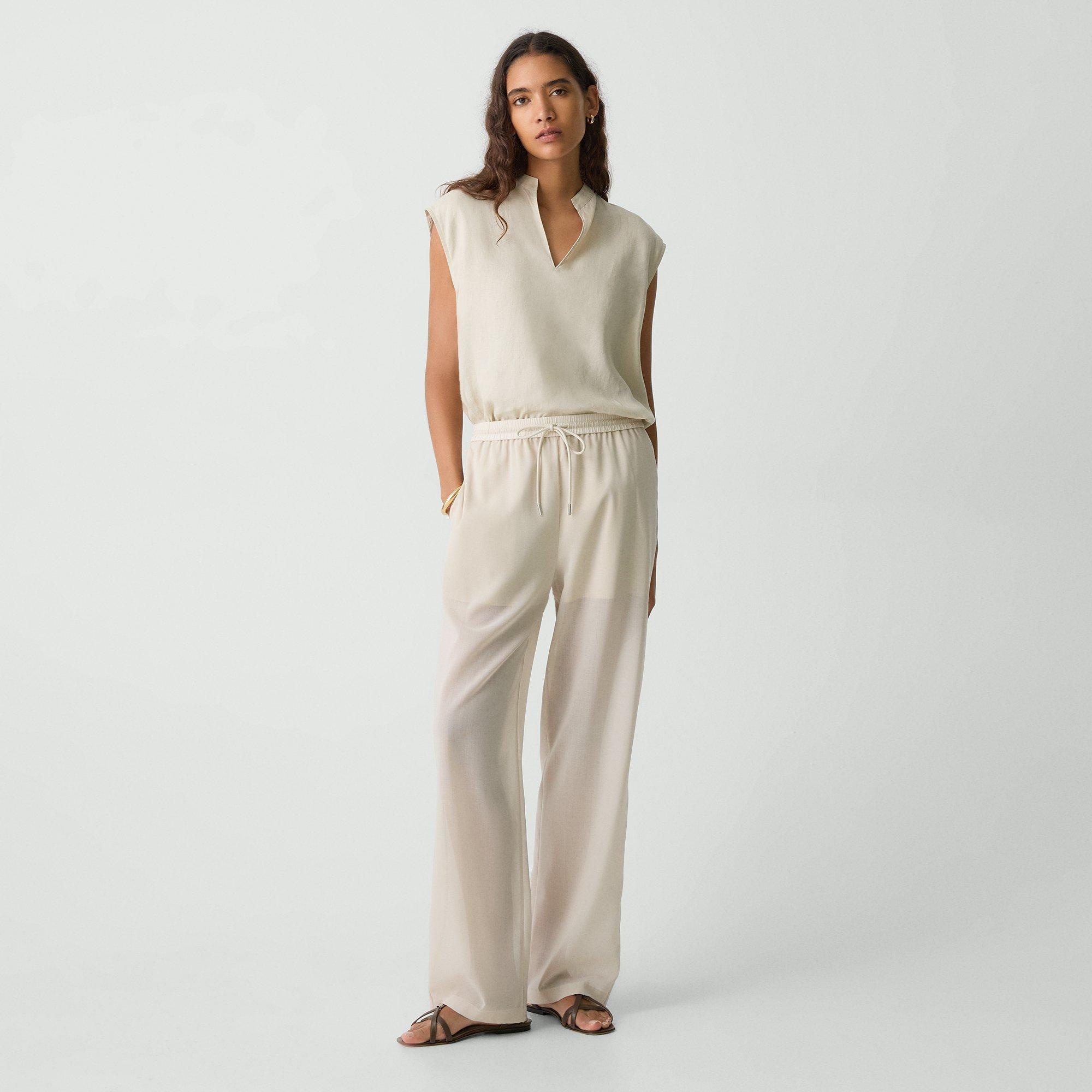 Drawcord Pull-On Pant in Lightweight Wool - 2