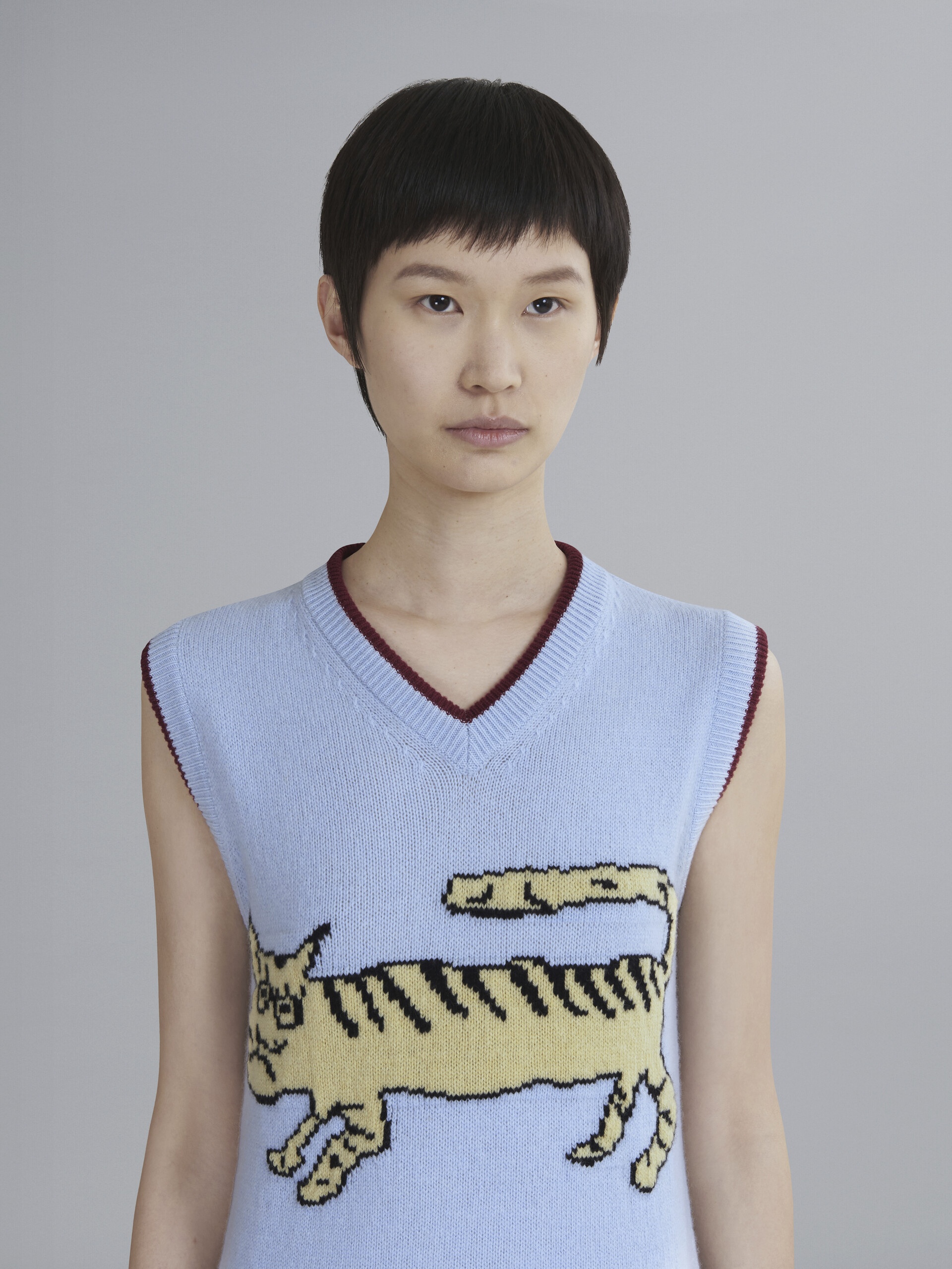 NAIF TIGER INLAID WOOL AND CASHMERE VEST - 4