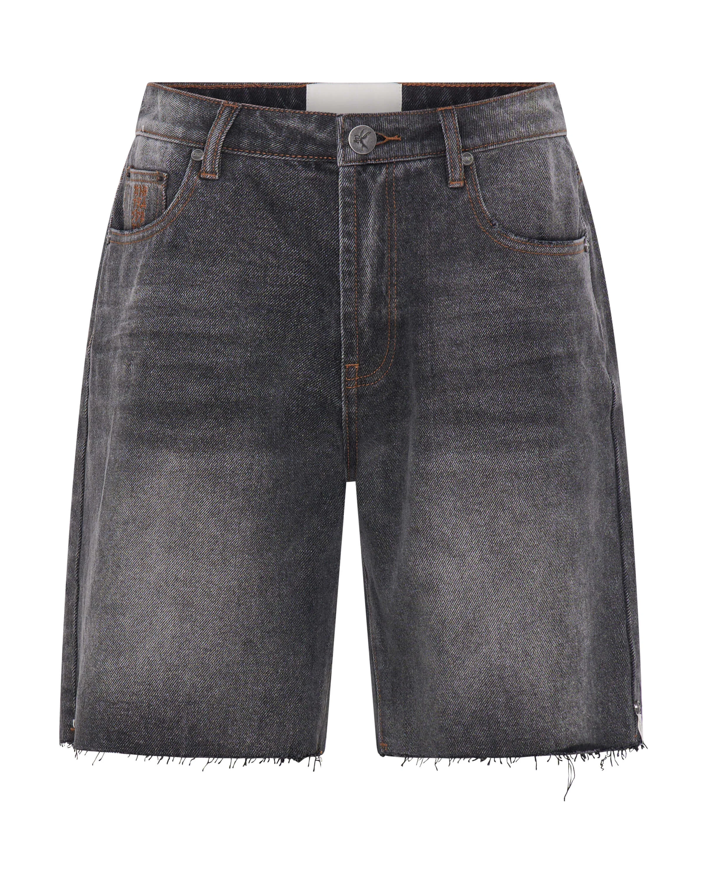 Jacksons Mid Waist Wide Leg Denim Shorts - Worn Black - 1
