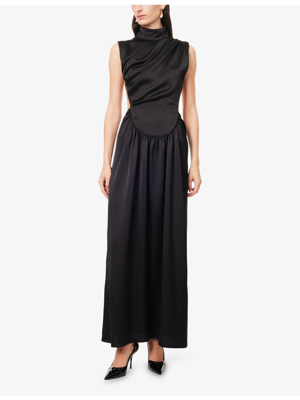 Margot Open-Back Satin Maxi Dress - 3