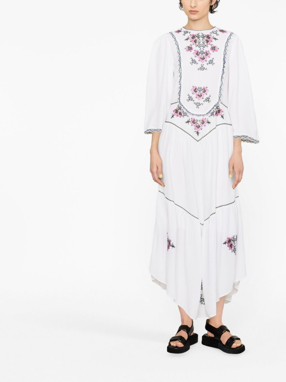 embroidered midi dress - 2