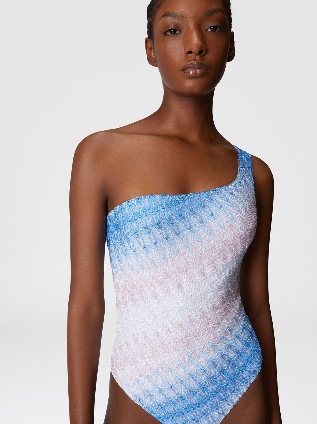 One-shoulder swimsuit in viscose and lamé - 4