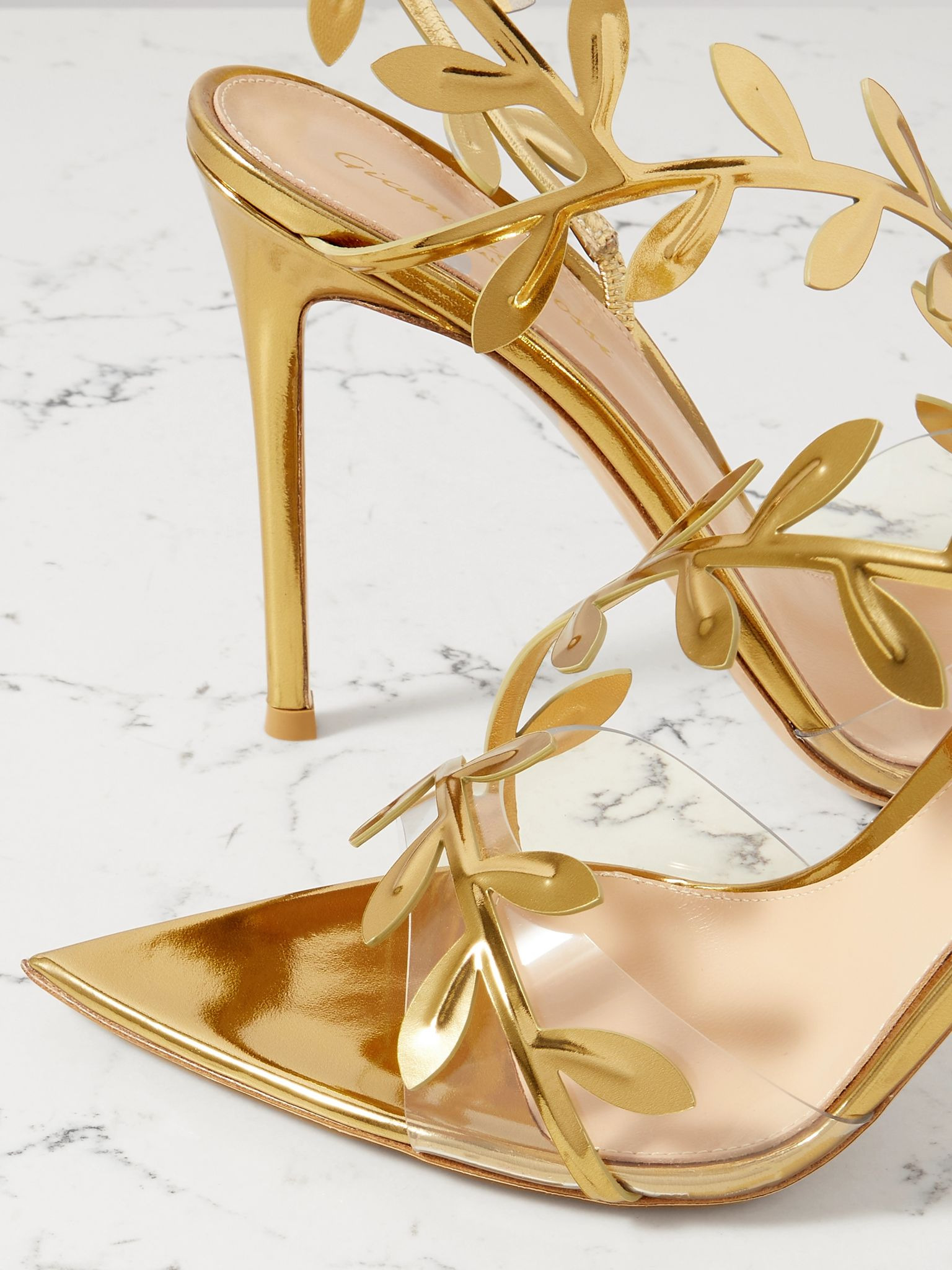 Flavia 150 metallic leather and PVC slingback sandals Gold - 4
