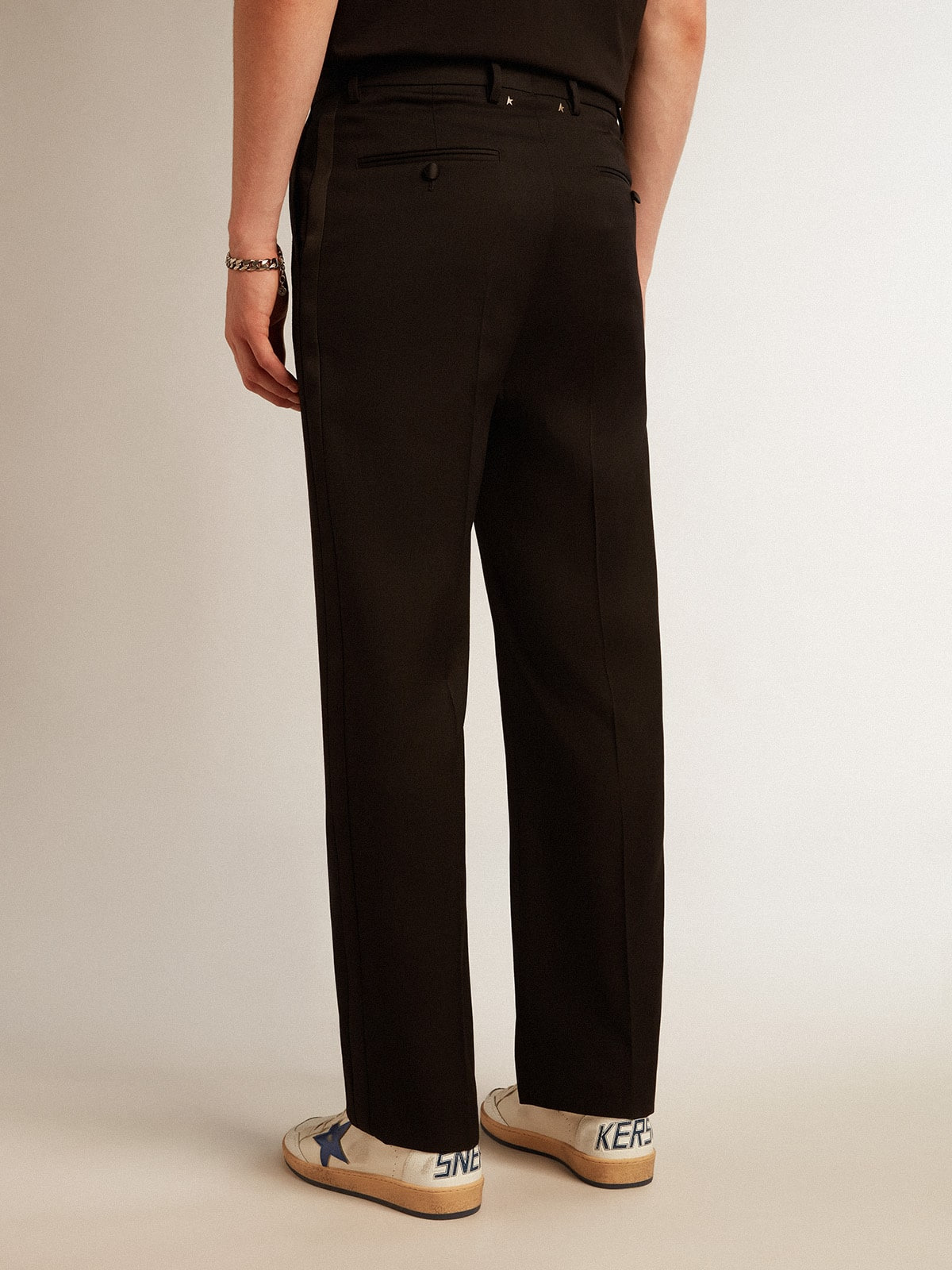 Men’s tuxedo pants in black wool gabardine - 4