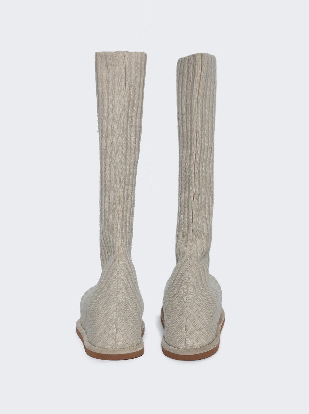 Veneda Stretch Boot Fuzzy Ribbed Knit Beige - 2