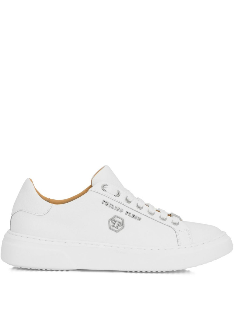 hexagon-logo leather sneakers 1