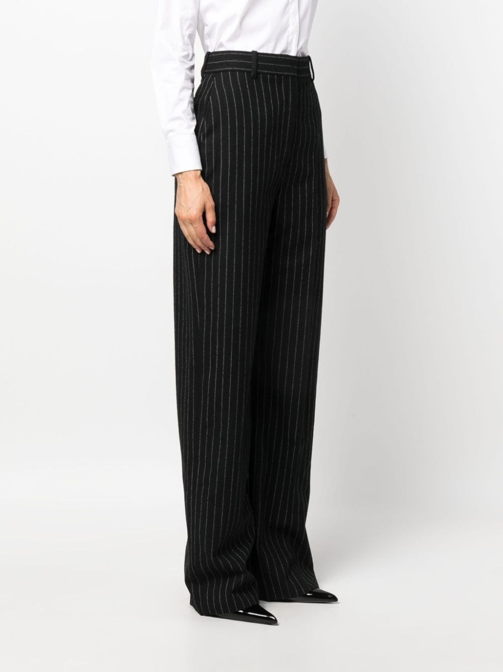 chalk stripe wool trousers - 3
