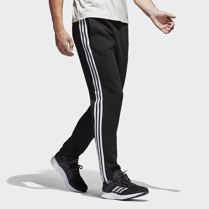 Men's adidas Solid Color Stripe Knit Sports Pants/Trousers/Joggers Black BK7422 - 4