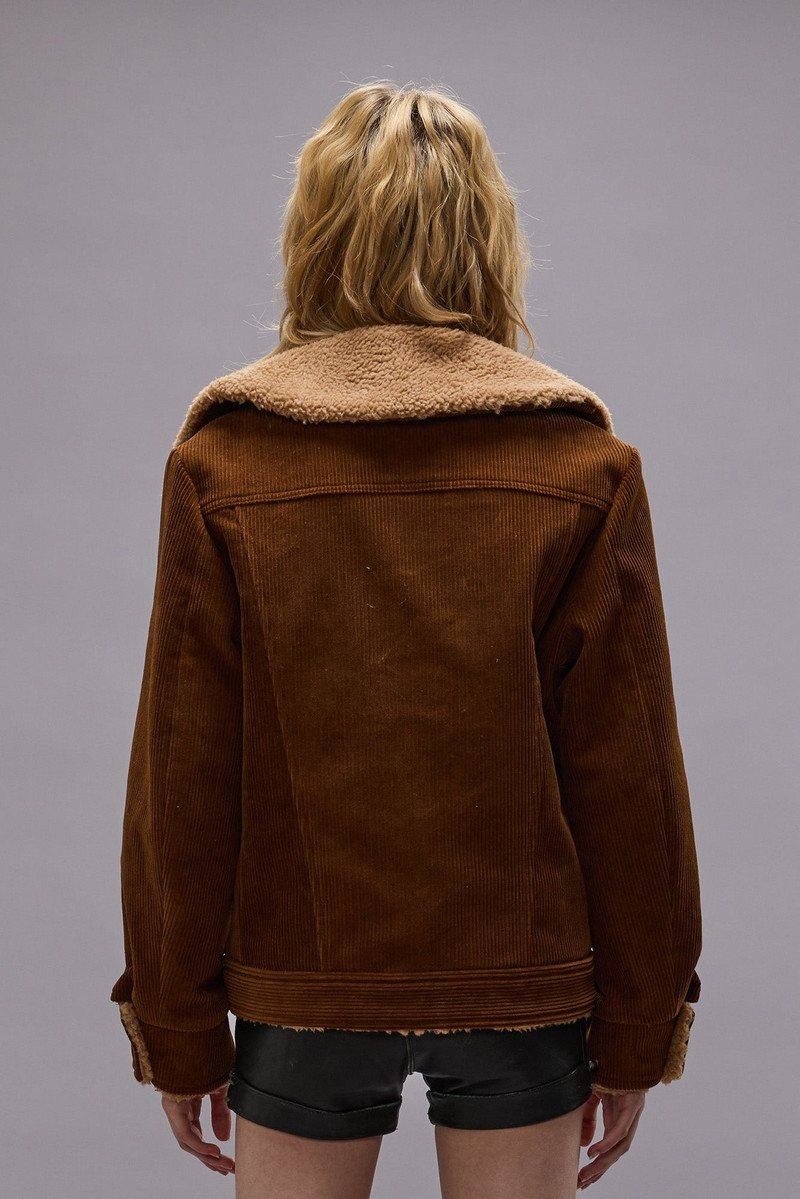 OVERSIZED COLLAR JACKET - BROWN CORDUROY - R13 2