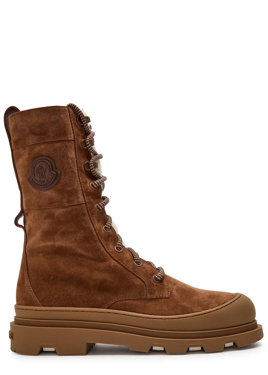 Moncler Vera High Shearling-trimmed Suede Mid-calf Boots - 1