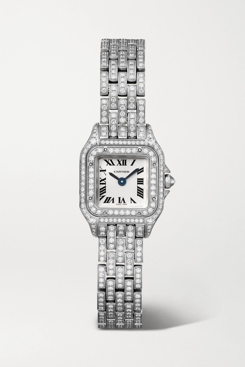 Panthère de Cartier 25mm mini rhodium-plated 18-karat white gold diamond watch 1