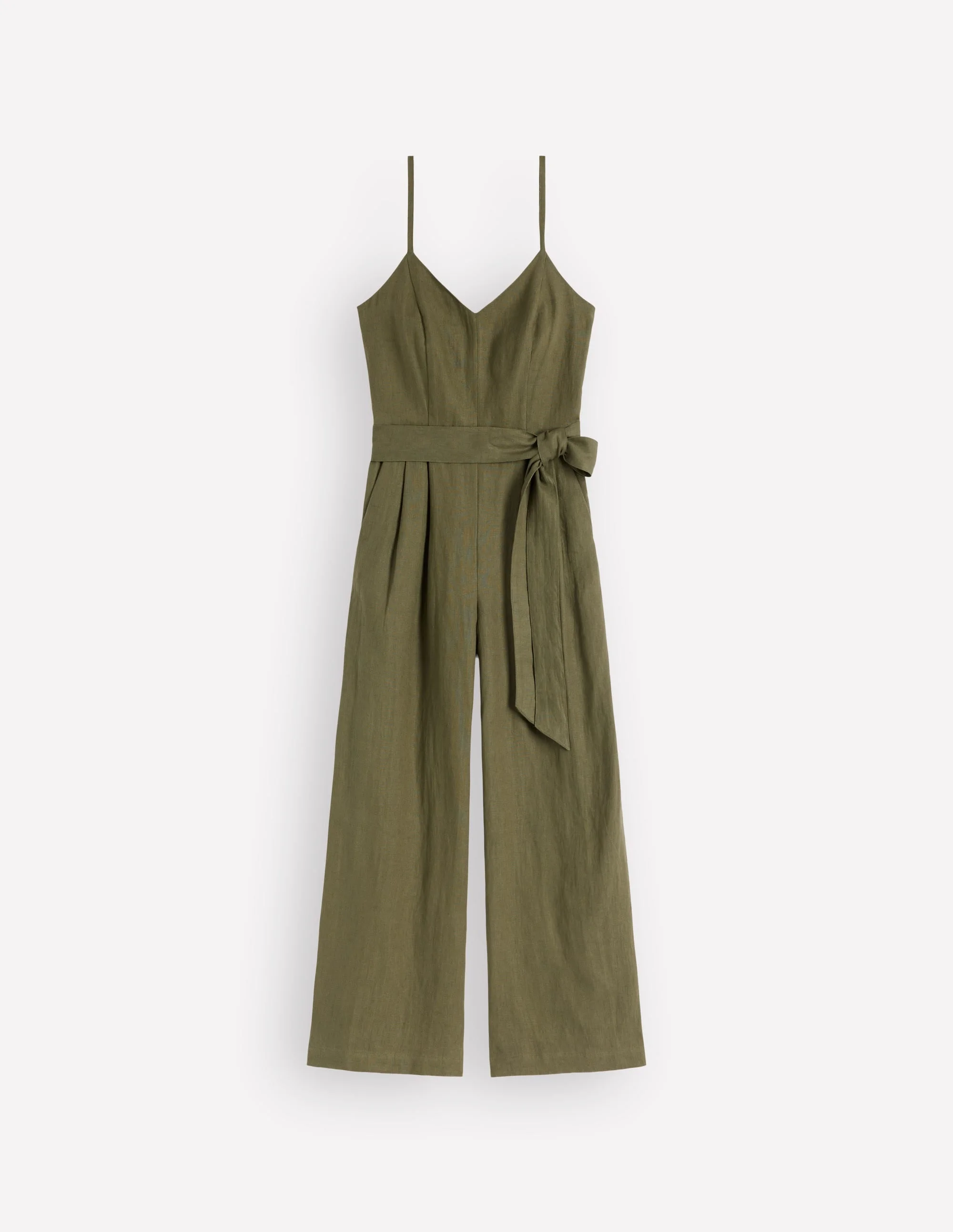 Strappy Linen Jumpsuit-Winter Moss - 1