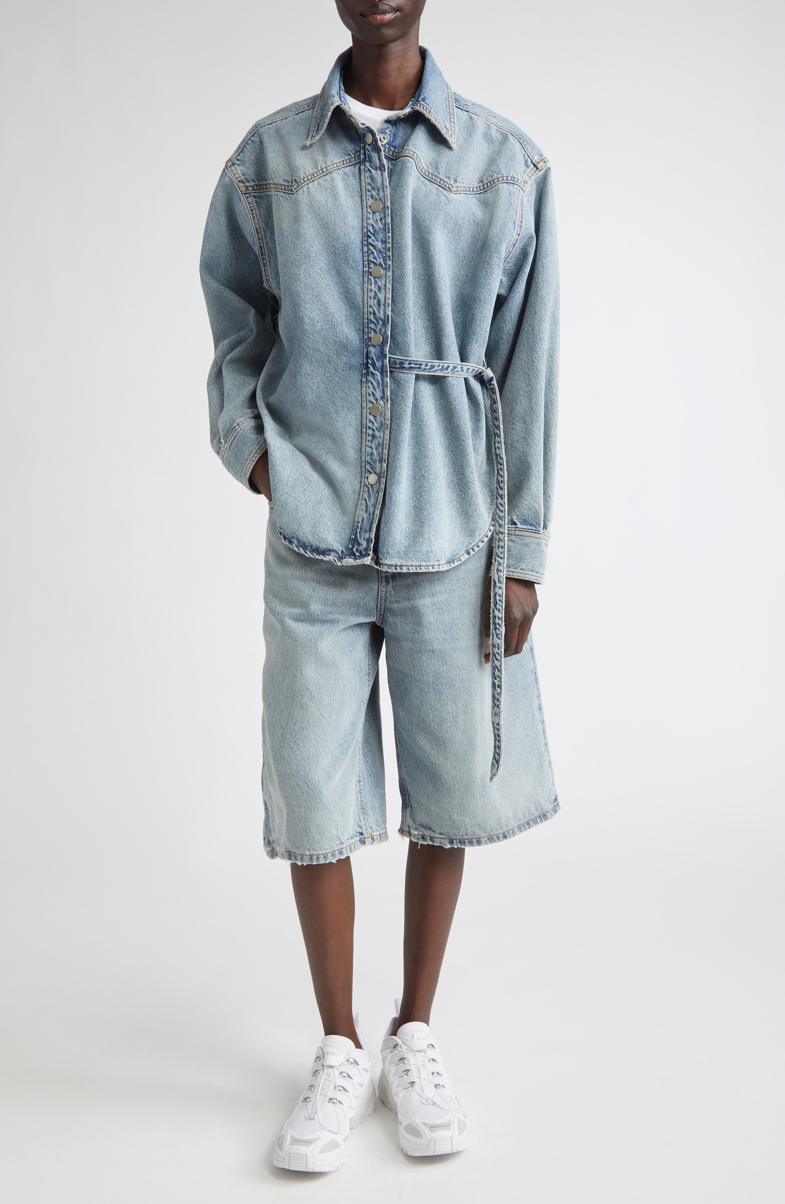 Haikure New Becky Wide Leg Denim Shorts in Authentic Wash at Nordstrom - 2