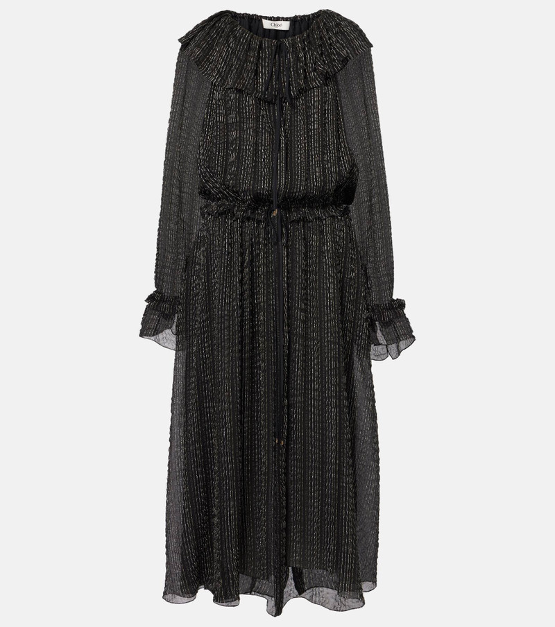Ruffled gathered silk-blend gown - 1