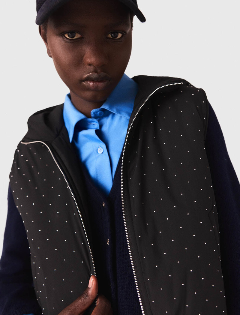 Rhinestone sleeveless puffer vest 6