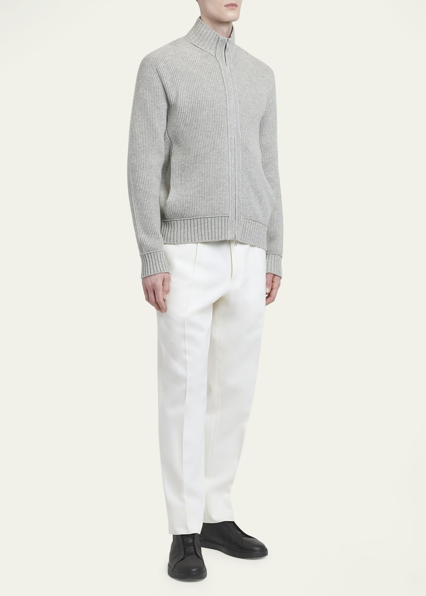 Men's Melange Oasi Cashmere Full-Zip Sweater - 2