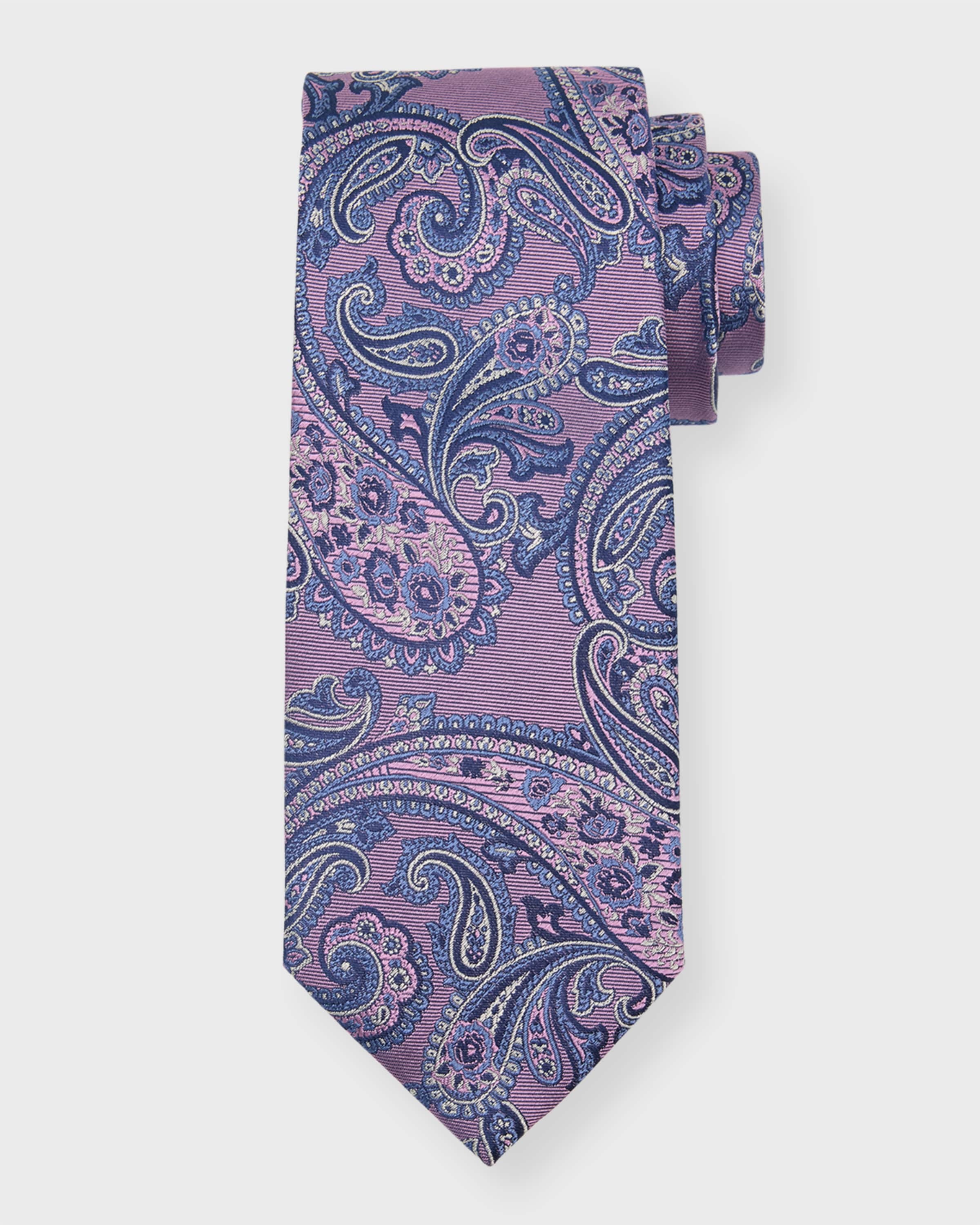 Men's Paisley Jacquard Silk Tie - 1