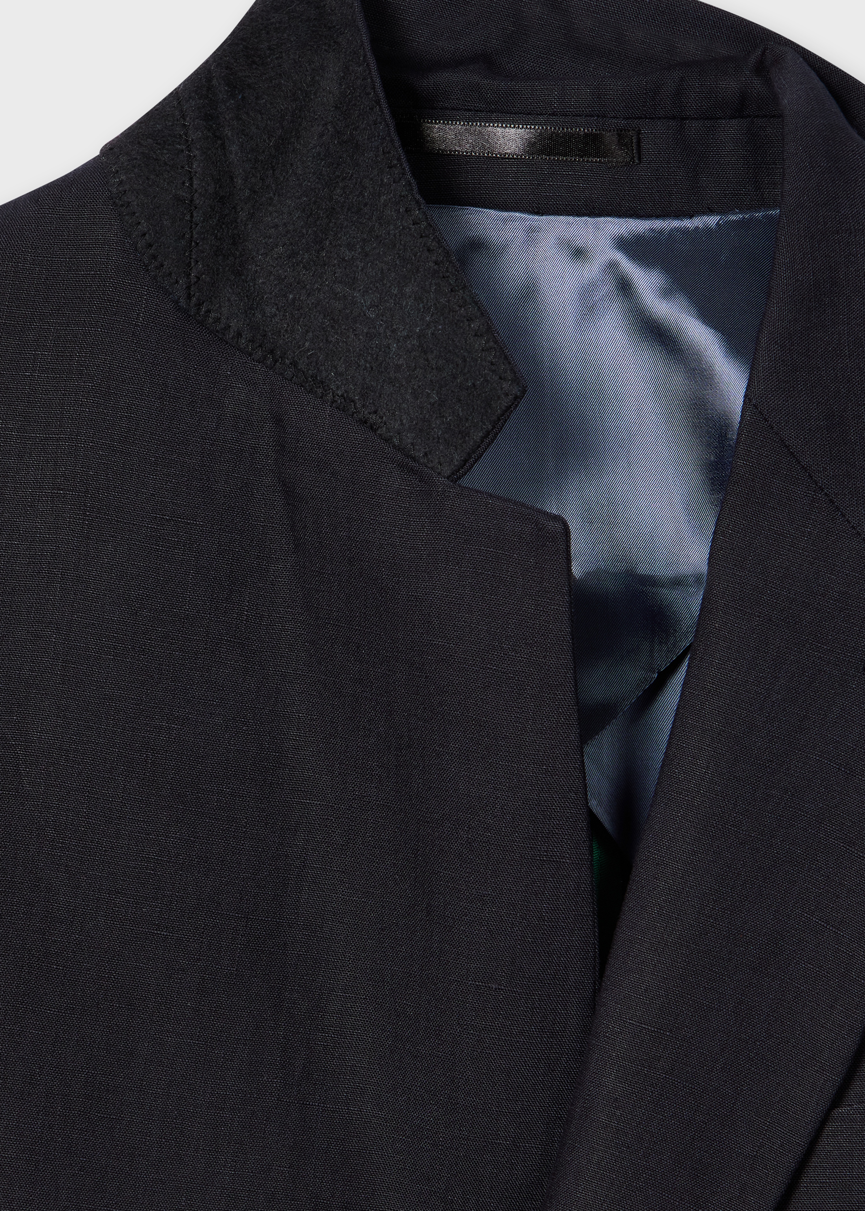 Dark Navy Linen Buggy-Lined Blazer - 2