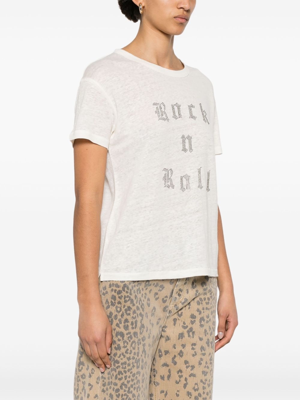 rhinestone-slogan T-shirt - 3