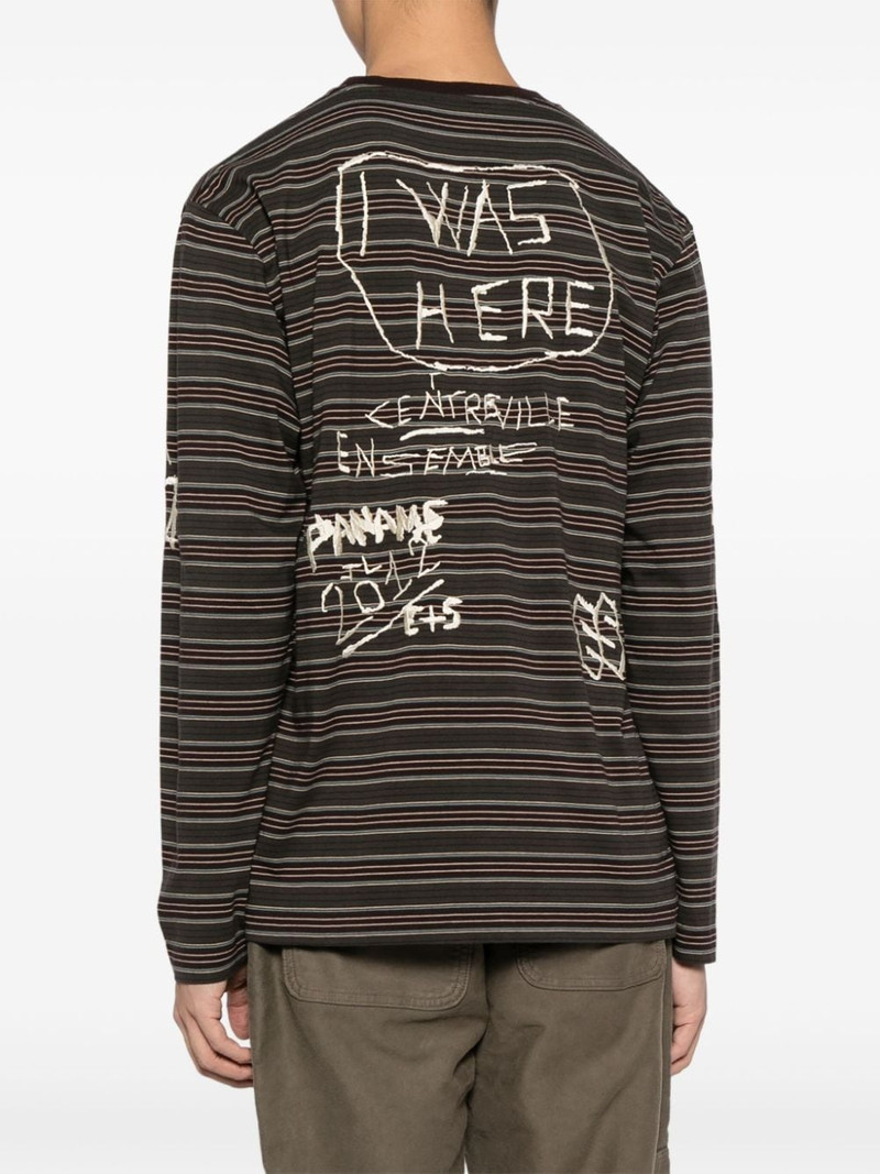 graffiti-embroidered striped T-shirt 4