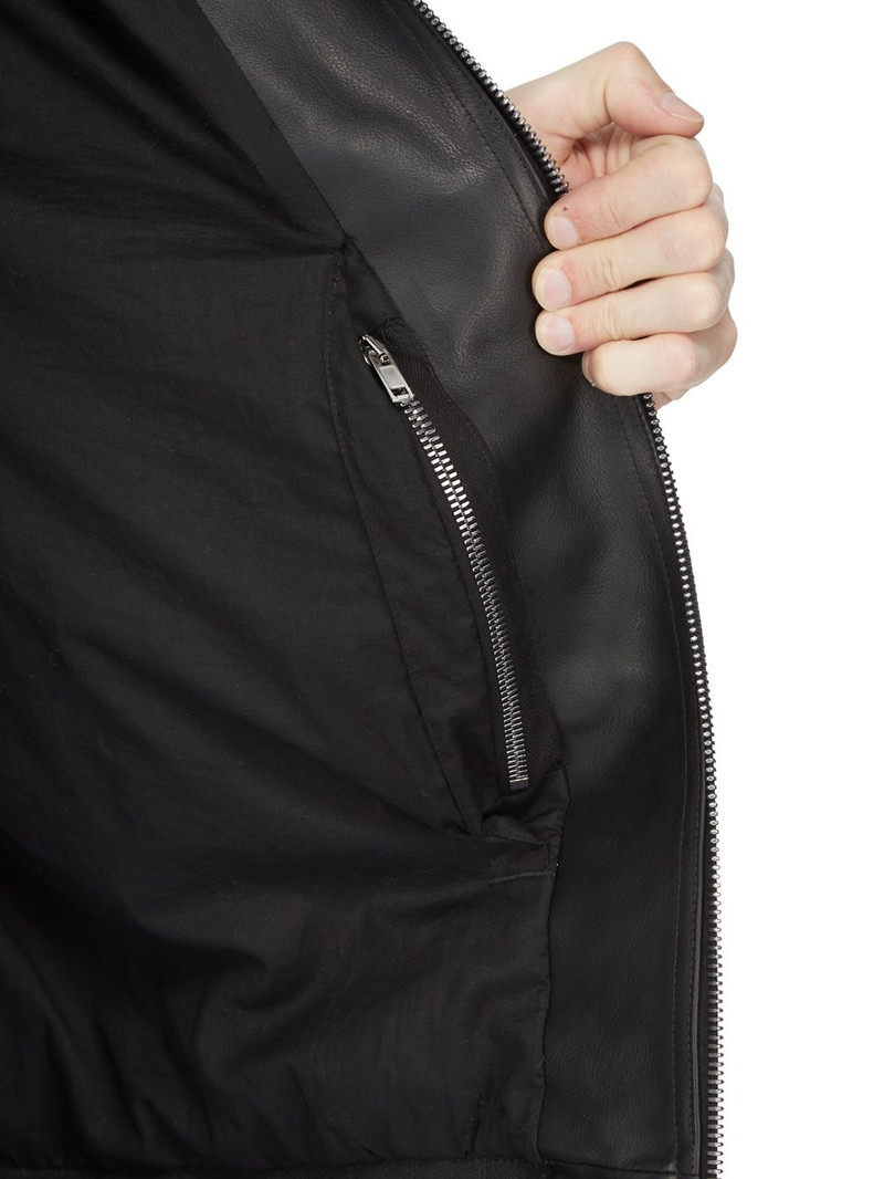 Black Sleeveless Leather Hoodie 8
