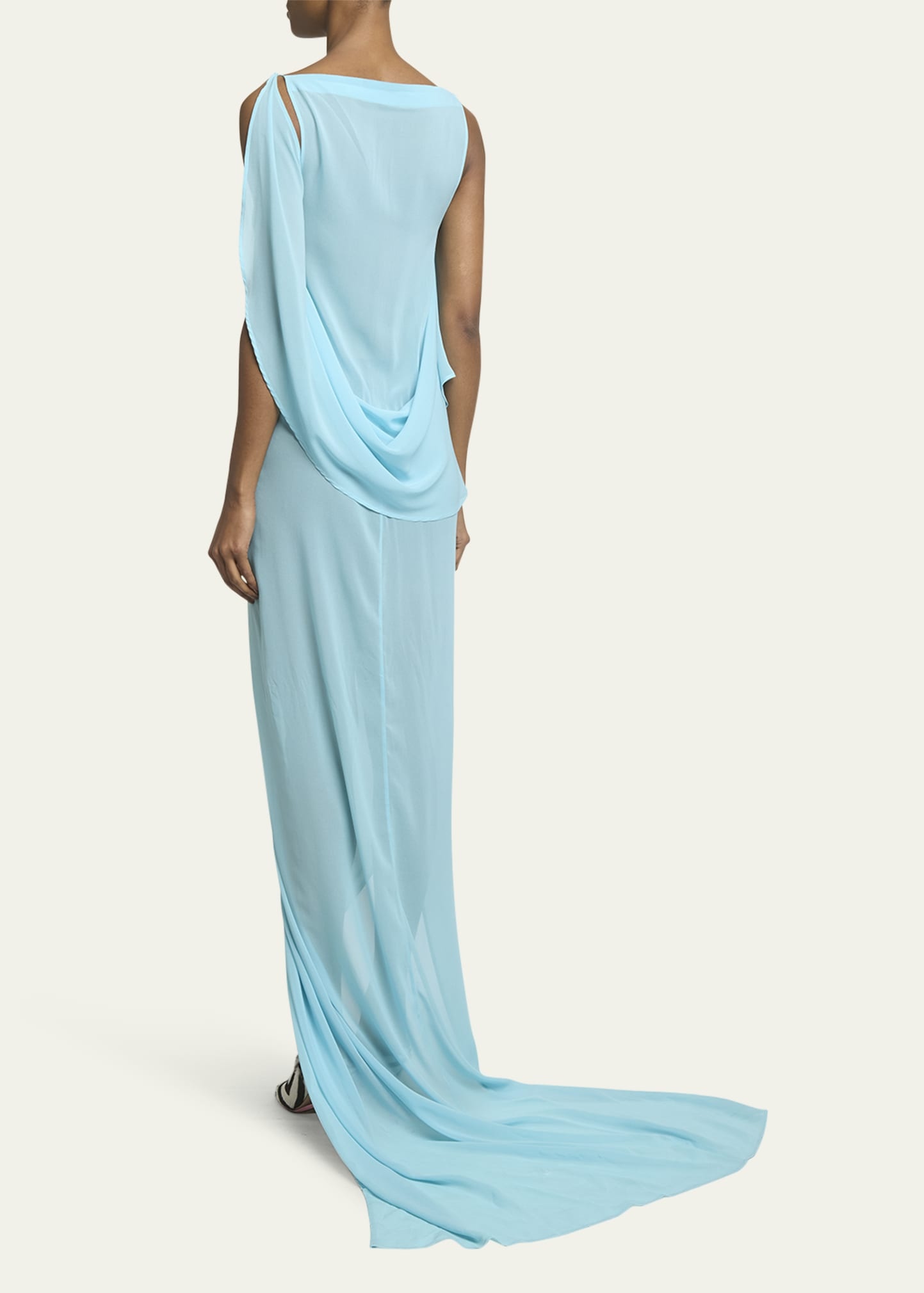 Ameno Long Draped Silk Dress - 3