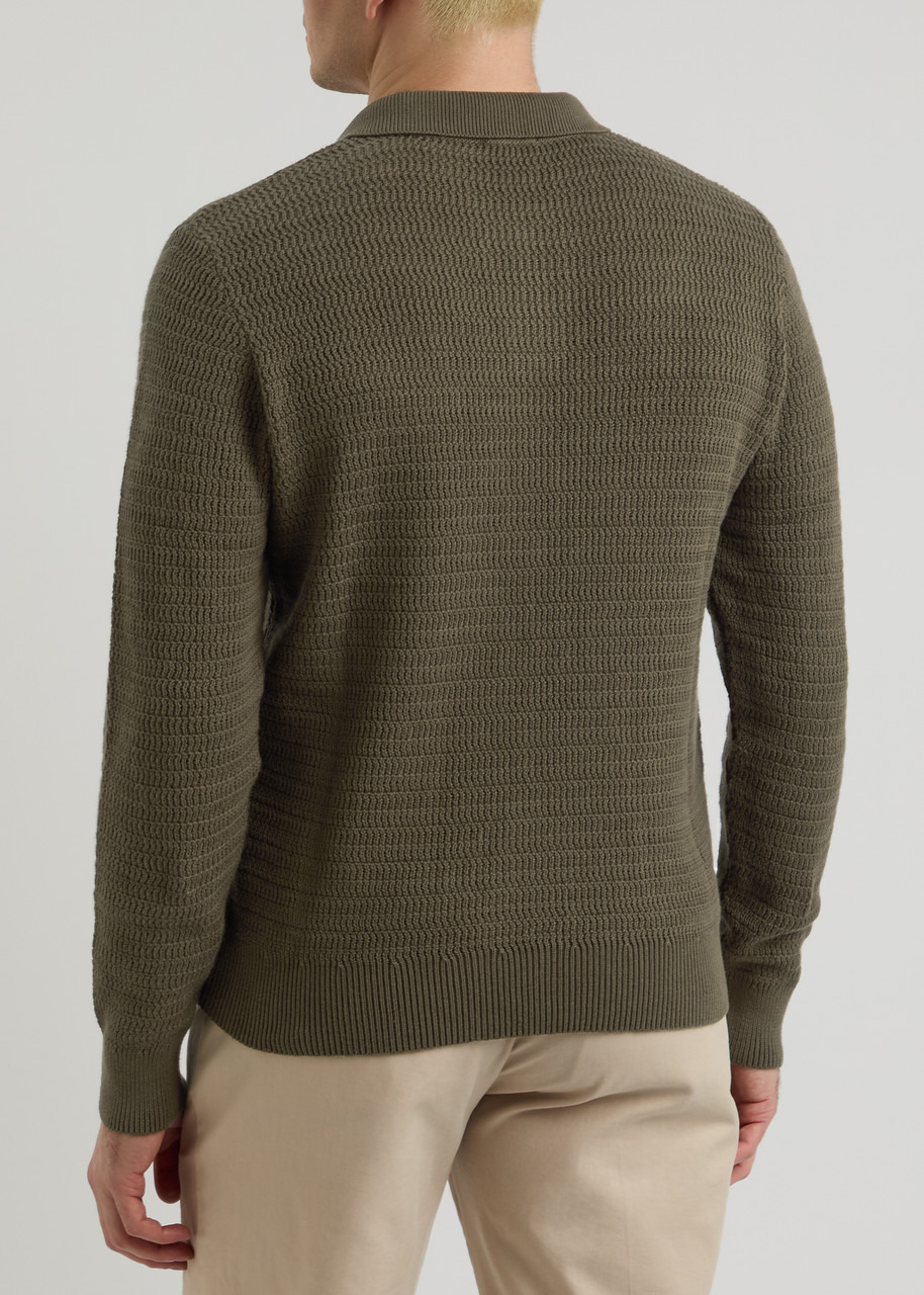 Sunspel Textured Cotton Polo Jumper - 3