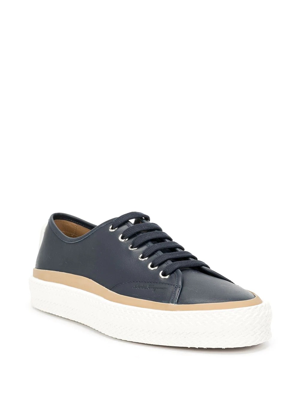 round-toe lace-up sneakers - 2