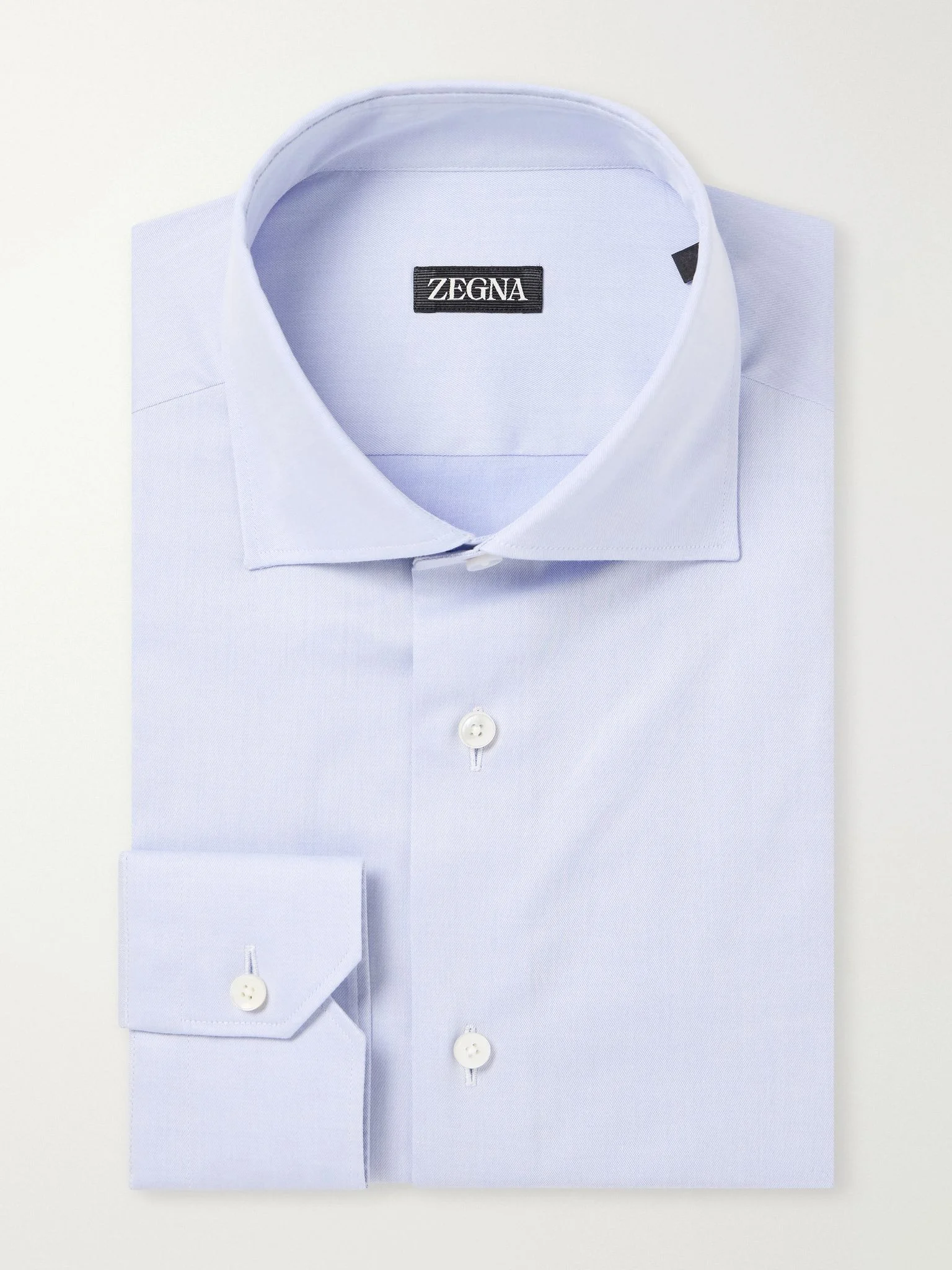 Cutaway-Collar Cotton-Blend Twill Shirt Blue - 1