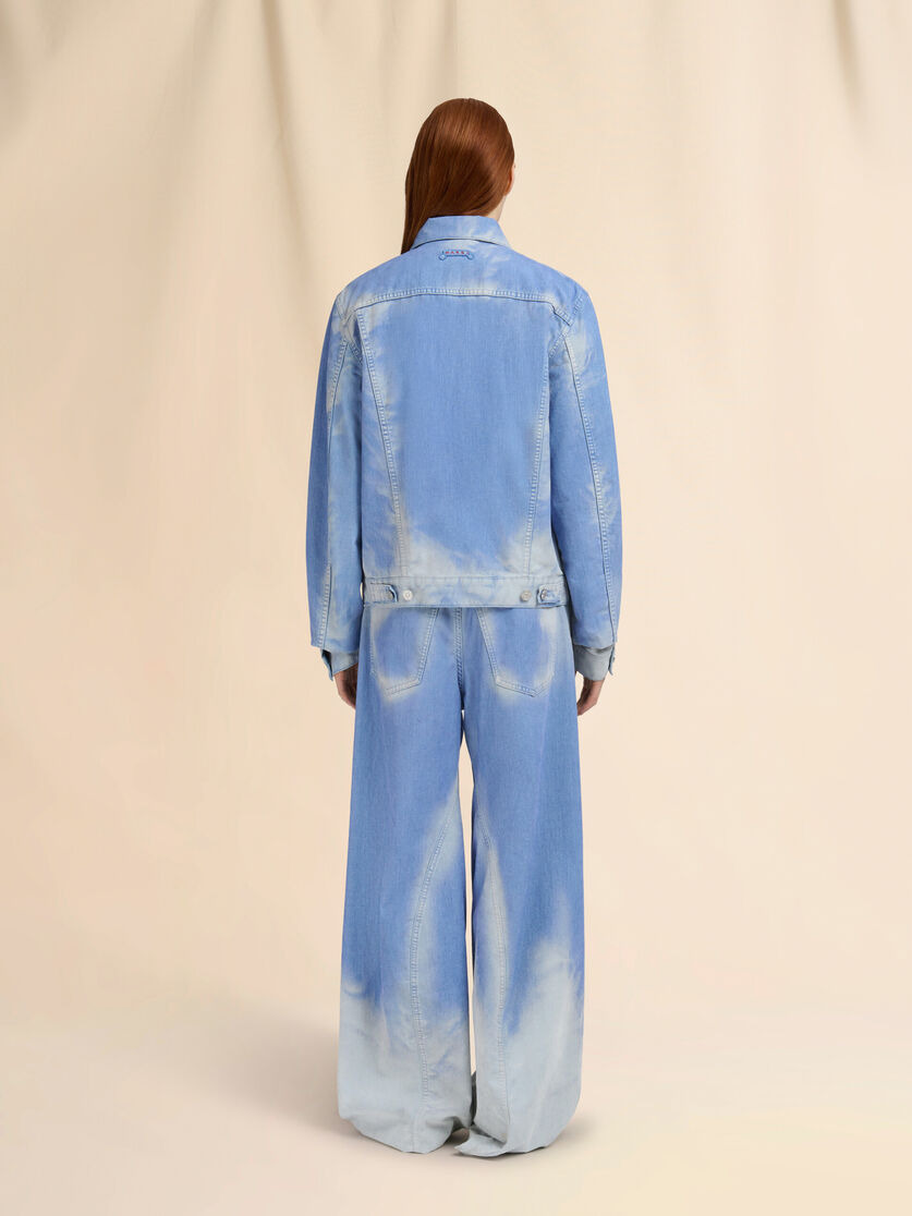 LIGHT BLUE FLOCKED DENIM TRUCKER JACKET - 3
