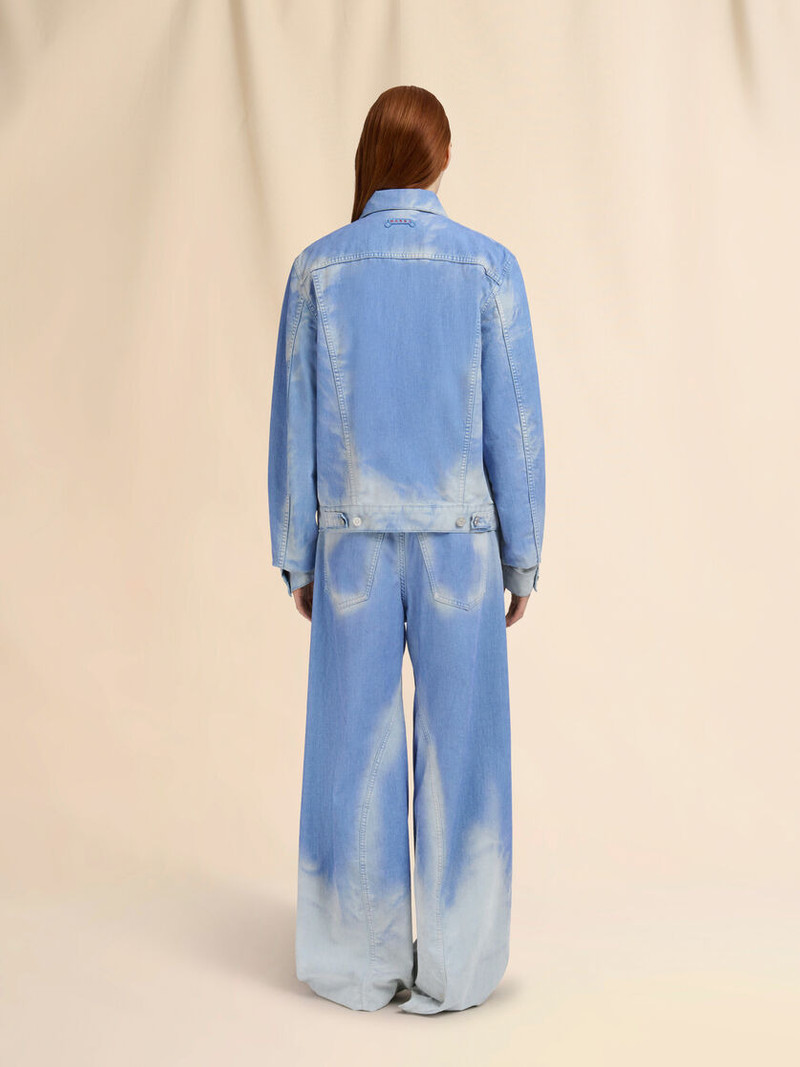 LIGHT BLUE FLOCKED DENIM TRUCKER JACKET 3