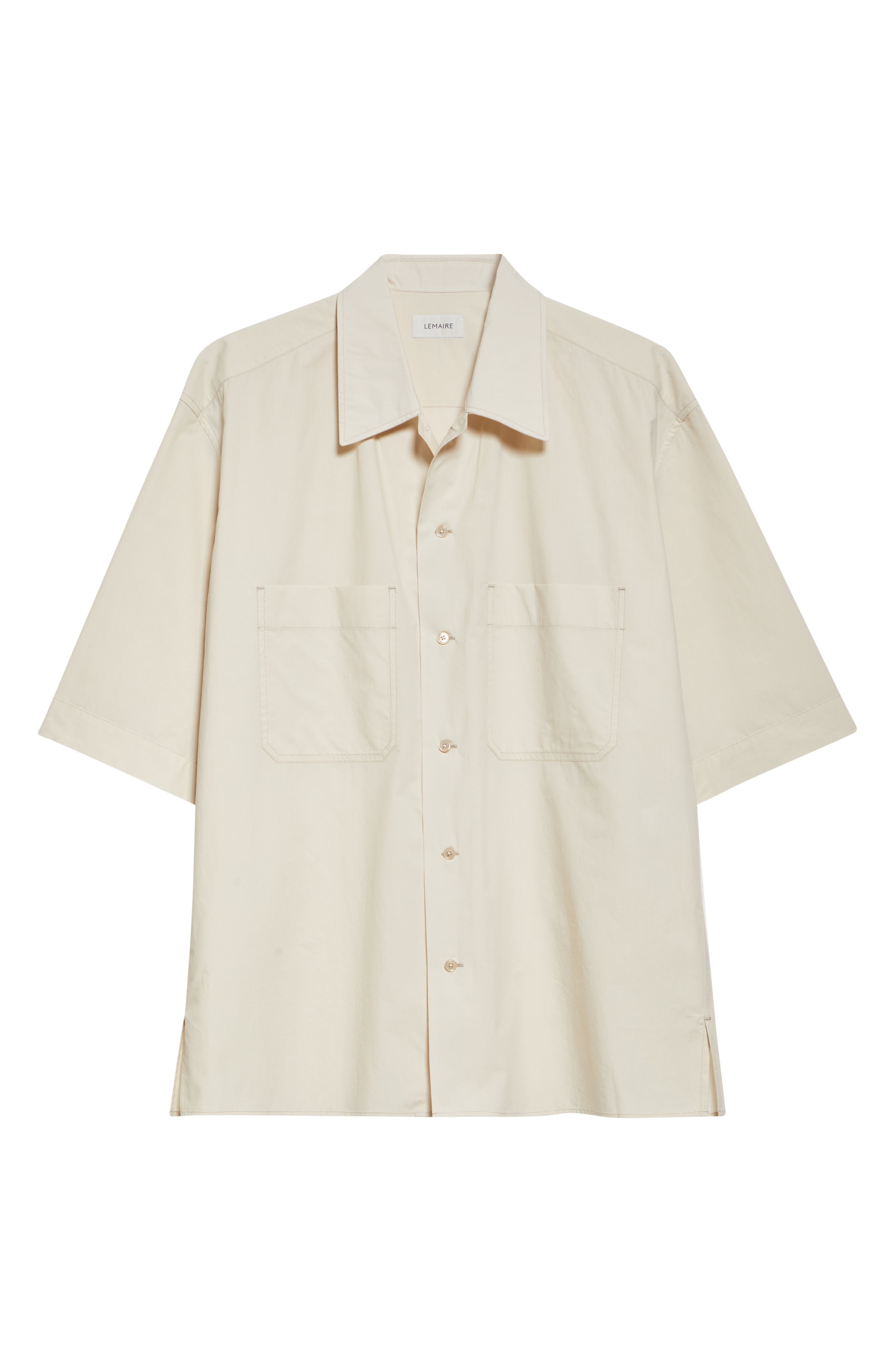 Lemaire Convertible Button-Up Shirt in Warm Beige at Nordstrom - 6