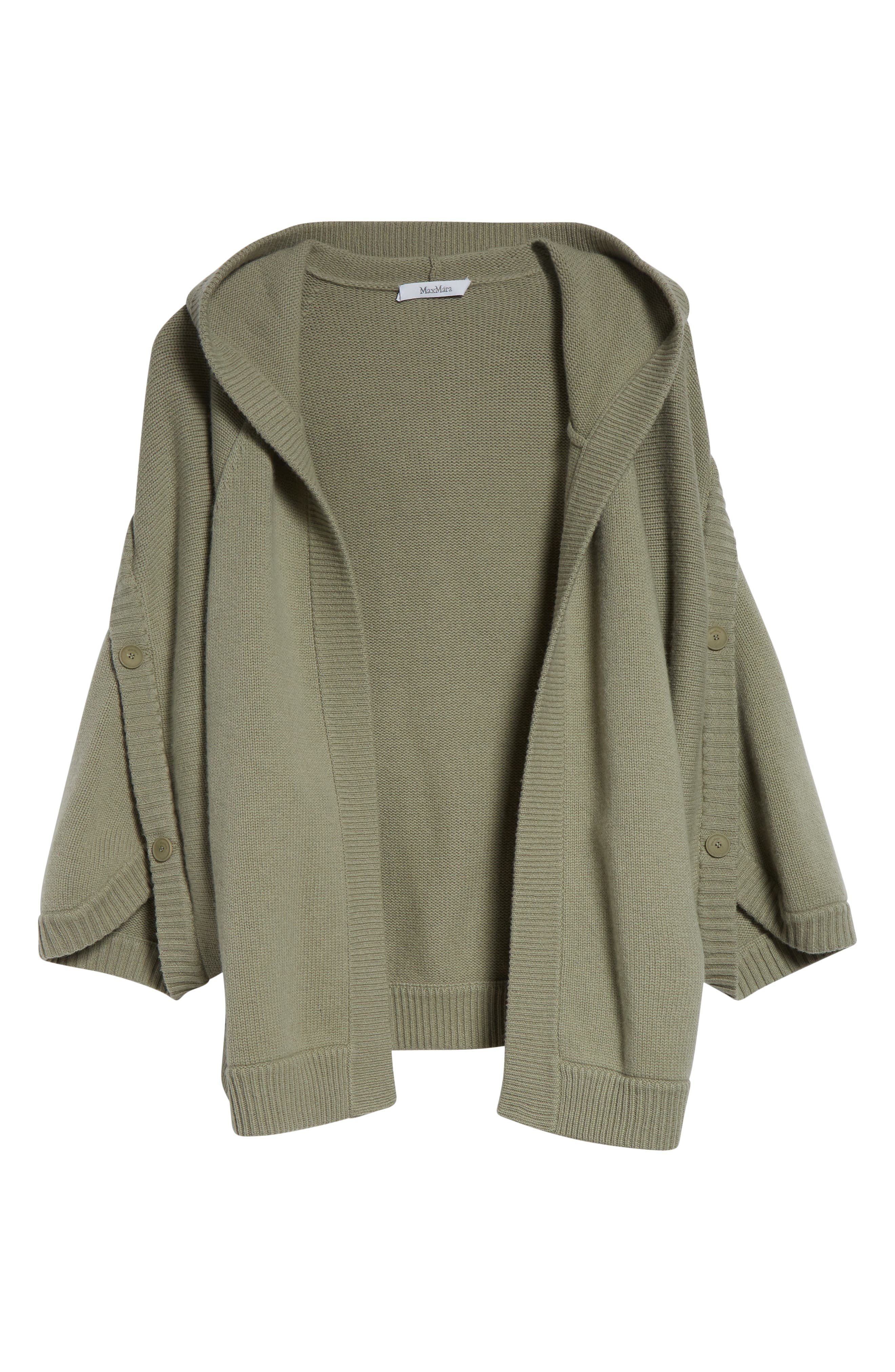 Max Mara Vals Wool & Cashmere Hooded Cardigan in Sage Green at Nordstrom - 5