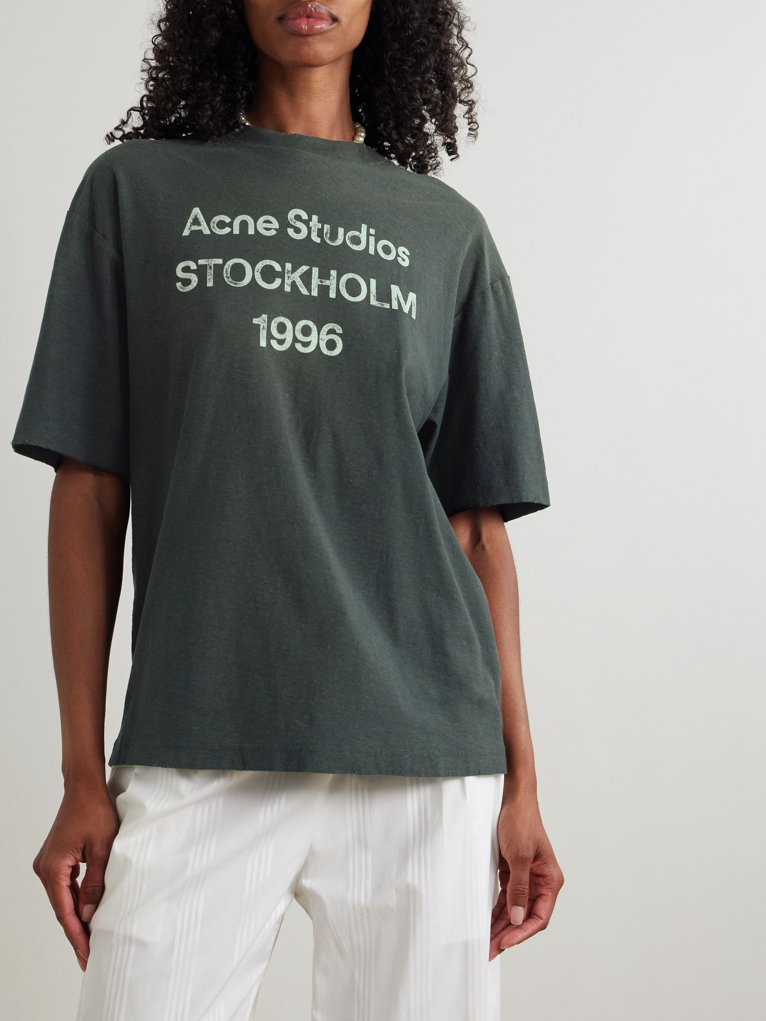 Printed distressed organic cotton-jersey T-shirt Dark gray - 3