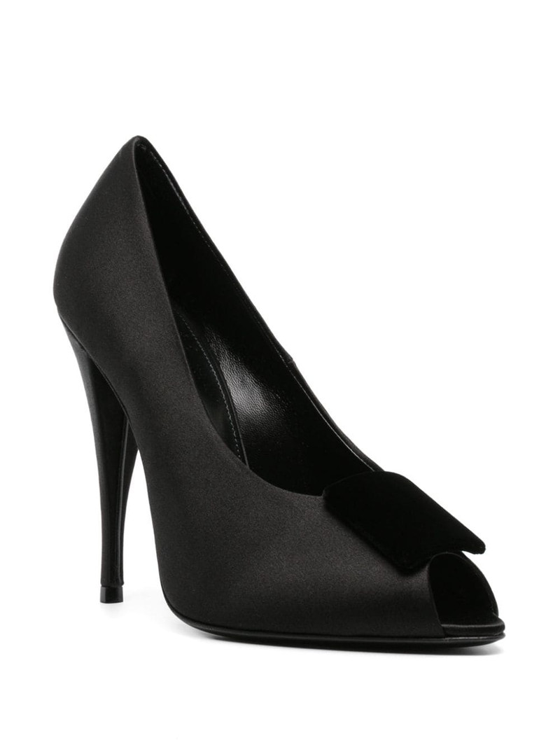 SAINT LAURENT 115mm peep-toe satin pumps outlook