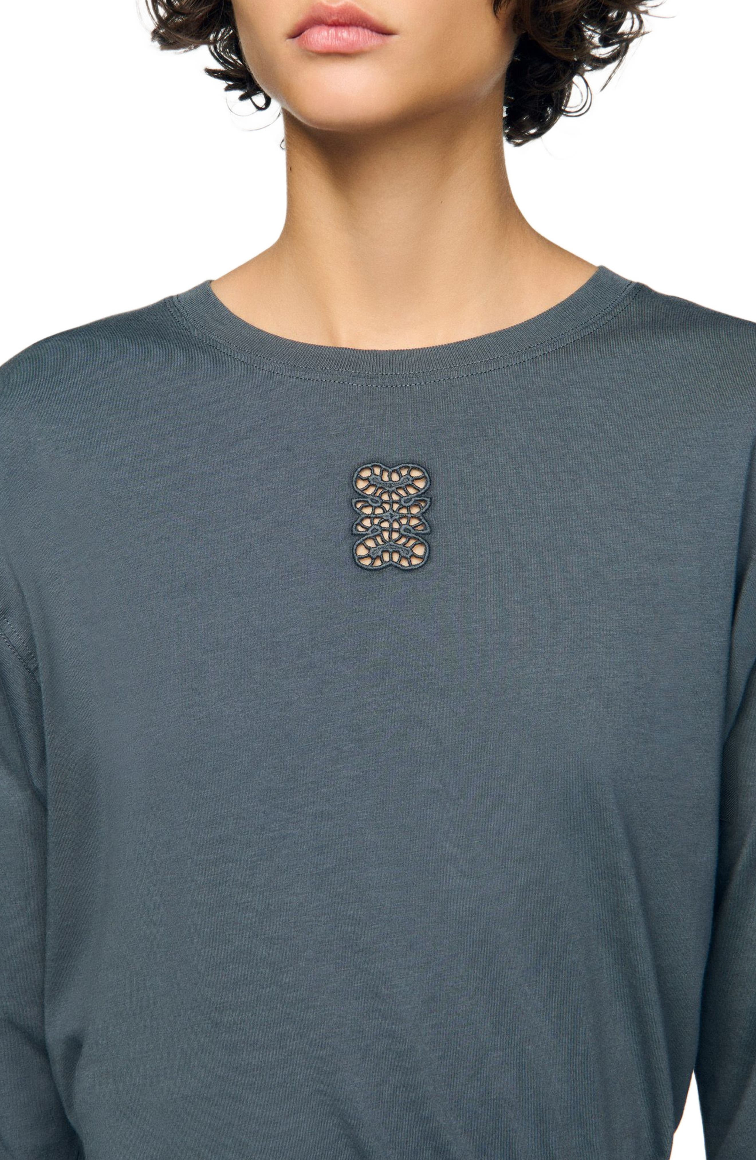 SANDRO T-shirt with embroidery in Grey at Nordstrom - 4