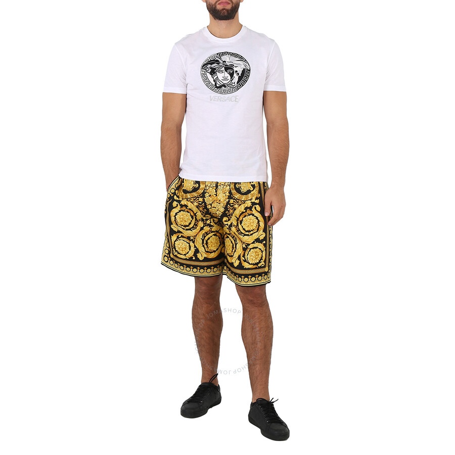 Versace Men's Silk Twill Barocco Print Shorts - 6