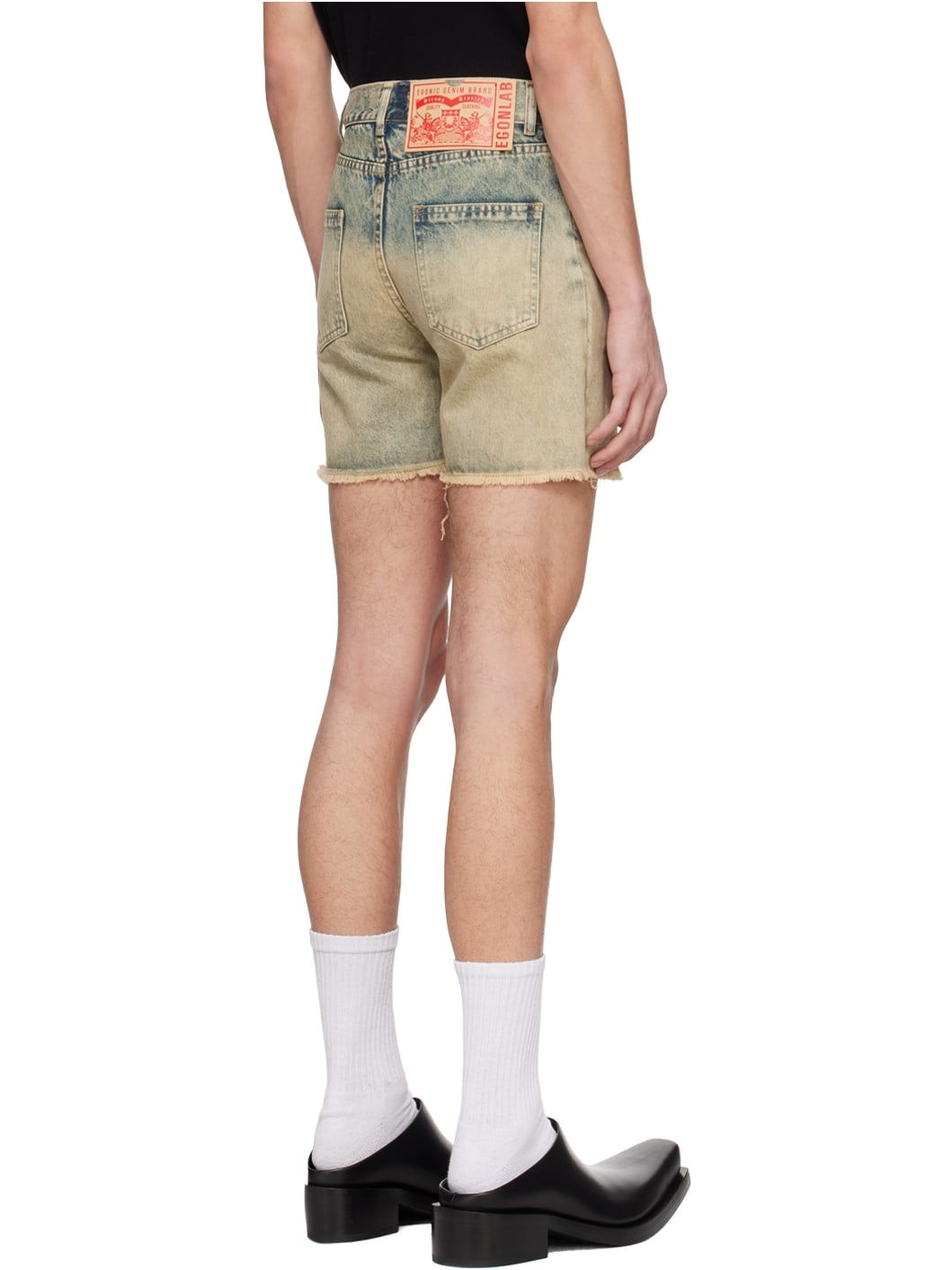 Blue Stonewashed Denim Shorts - 3