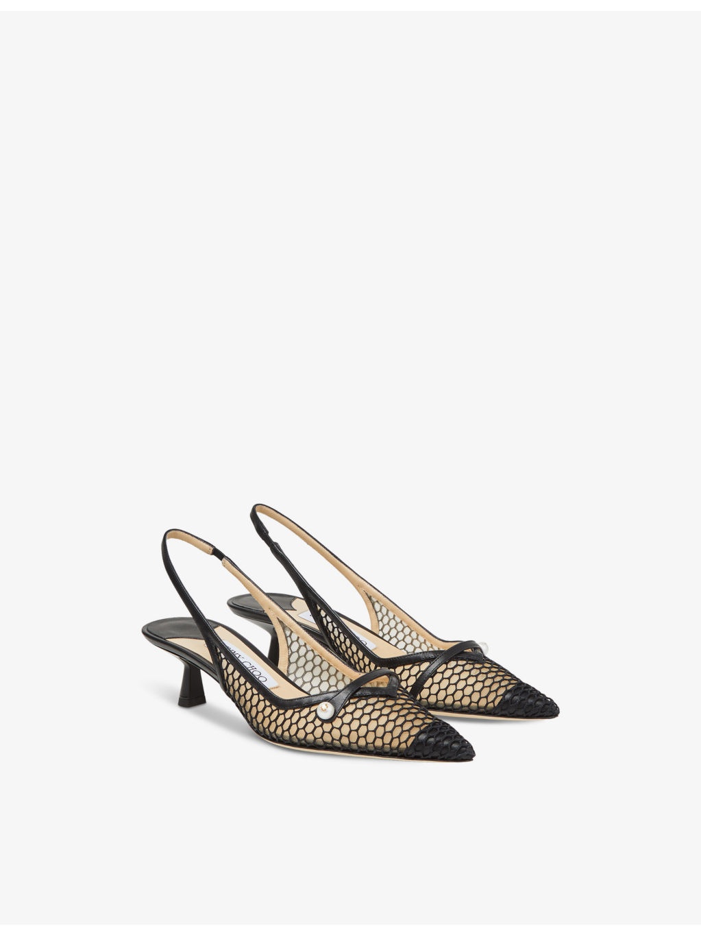 Amita 45 pointed-toe mesh slingback heeled pumps - 3