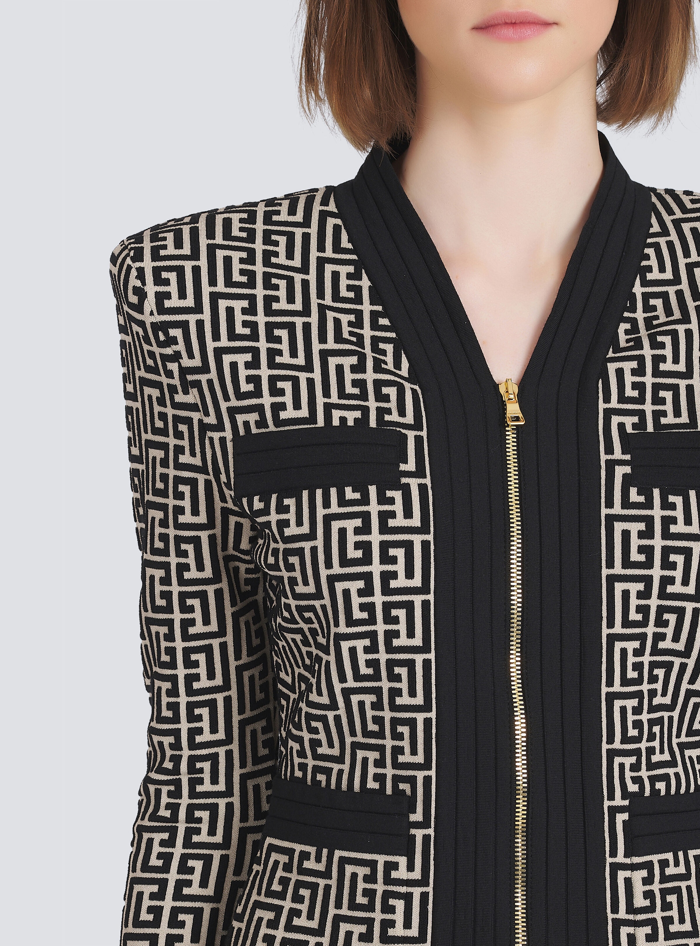 Knit cardigan with Balmain monogram - 7