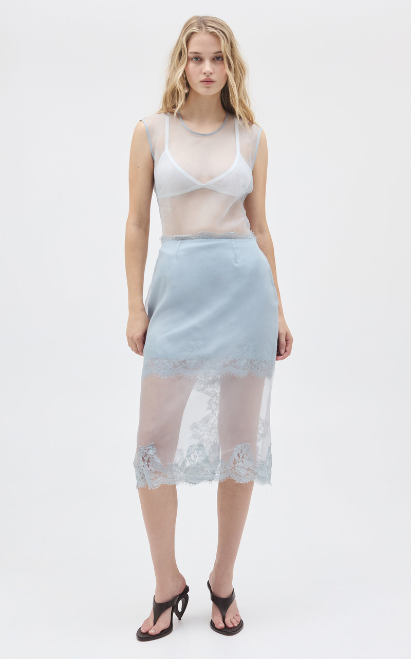 Aje. Ophelia Silk Lace Midi Skirt blue outlook