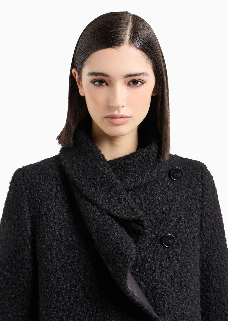 Bouclé cloth coat with off-centre closure 5
